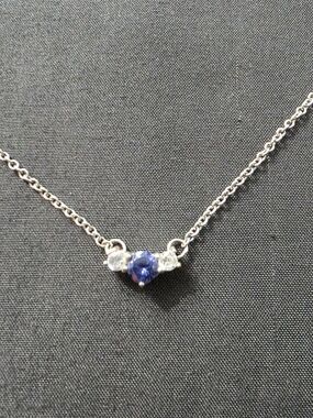 Estate Silver Tone -Blue/Center Stone Pendant Necklace - Item 497